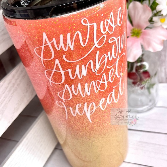 Sunrise Sunburn Sunset Repeat 16oz Slim Pint Handmade Unique One Of A Kind Straw - Picture 8 of 13